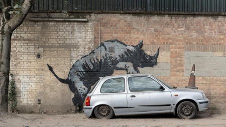 A opta pictura murala a lui Banksy a fost vandalizata