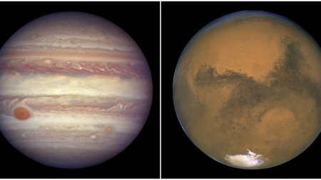 Un fenomen astronomic spectaculos va avea loc in aceasta saptamana. Marte si Jupiter se vor apropia neobisnuit de mult