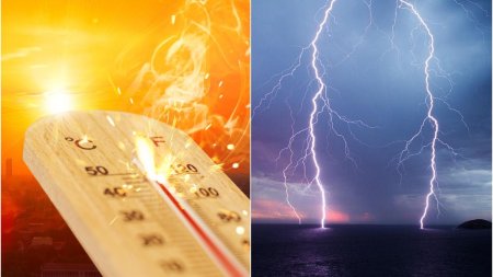 HARTA. Fenomene meteo la extreme in Romania: Cod rosu de canicula, dar si cod galben de vijelii puternice si ploi torentiale