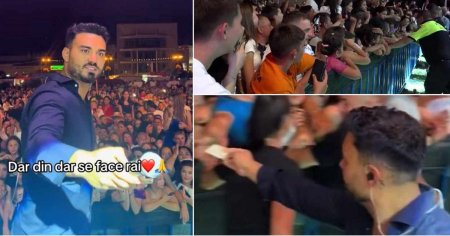 Manelistul Jador, gest controversat la un concert. S-a filmat cand dadea bani publicului. Daca ii muncea, nu ii mai arunca VIDEO