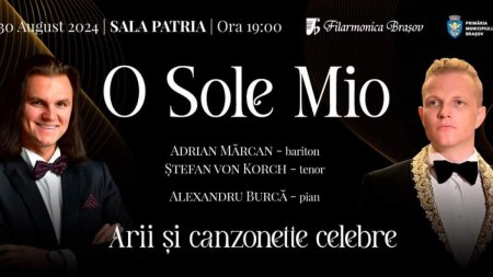 Tenorul STEFAN von KORCH revine la Brasov in concertul de canzonete O SOLE MIO, pe 30 August la Sala Patria