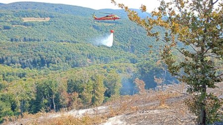 Doua elicoptere Black Hawk intervin pentru stingerea incendiilor forestiere din Prahova si Valcea