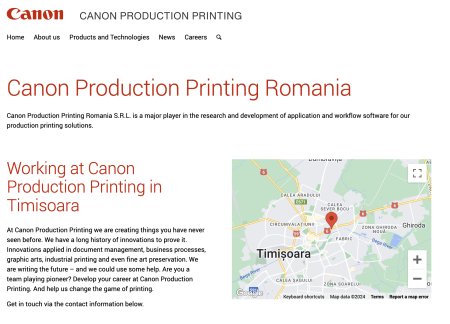 Centrul de cercetare si dezvoltare in software din Timisoara al Canon Production Printing, afaceri de 60 mil. lei in 2023, mai mari cu 8%