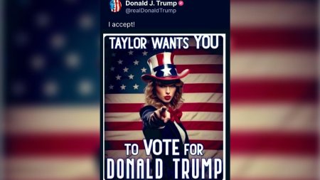 Trump a postat imagini generate de AI cu Taylor Swift si fanii sai, sugerand ca are sprijinul cantaretei