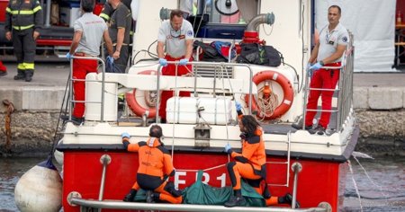 Cinci cadavre au fost gasite pe iahtul scufundat in Sicilia. Scafandrii cauta ultimul membru al echipajului