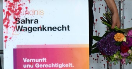 Lidera partidului de extrema stanga Alianta Sahra Wagenknecht, atacata cu vopsea la un eveniment de campanie