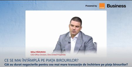 ZF Live. Mihai Paduroiu, One United Properties vorbeste despre cea mai mare tranzactie de inchiriere de pe piata de birouri, 57 mil. euro: 