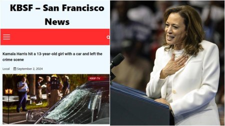 Kamala Harris, acuzata de un site <span style='background:#EDF514'>OBSCUR</span> din SUA ca a lovit o femeie cu masina.  Site-ul a disparut dupa ce falsul s-a viralizat