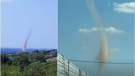 VIDEO Fenomen neobisnuit: Un vartej de praf cu aspect de <span style='background:#EDF514'>TORNADA</span> a fost surprins la Oradea