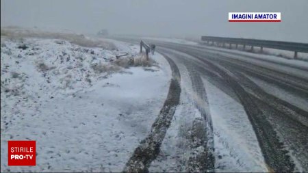 A venit iarna pe Transalpina. Stratul de zapada s-a depus deja intr-un strat de cativa centimetri | VIDEO