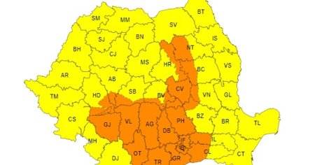 Cod Portocaliu de vreme rea. Alerta la malul Dunarii, risc de inundatii si in tara. Fechet: Duminica, ziua cea mai grea