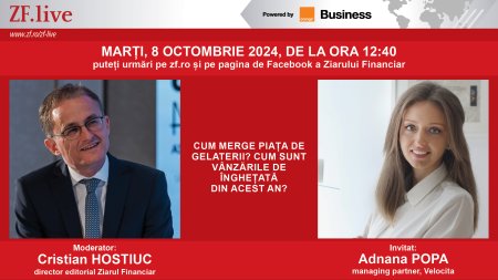 Cum merge piata de gelaterii? cum sunt vanzarile de inghetata din acest an? Urmariti ZF Live marti, 8 octombrie 2024, de la ora 12.30 cu Adnana POPA, managing partner, Velocita