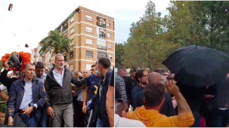 Revolta in Spania. Regele Felipe a fost atacat cu noroi de oamenii furiosi din localitatile devastate de inundatii