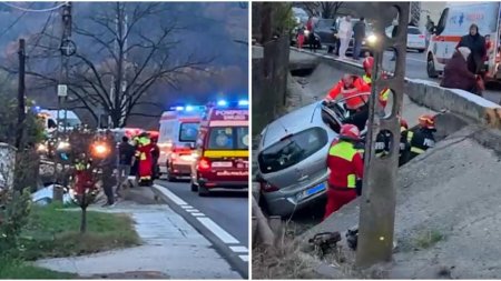 Accident grav pe DN 7, la Brezoi, Valcea. Opt persoane au ajuns la spital