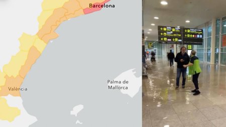 Barcelona a intrat sub avertizare meteo cod rosu de ploi extreme. Aeroportul El Prat a fost inchis, toate trenurile au fost anulate