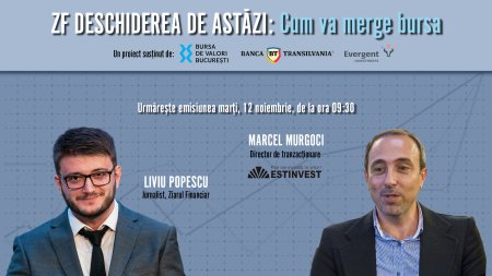 ZF DESCHIDEREA DE ASTAZI. Cum va merge bursa. Urmariti o discutie marti, 12 noiembrie 2024, ora 09.30 cu Marcel Murgoci, director de tranzactionare, Estinvest