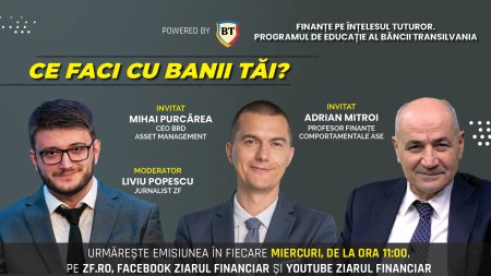 CE FACI CU BANII TAI? <span style='background:#EDF514'>CUM AR TREBUI</span> sa arate o relatie sanatoasa cu banii? Cum sa reactionezi in materie de investitii? Urmariti o discutie miercuri, 13 noiembrie 2024, de la ora 11.00 cu MIHAI PURCAREA, CEO al BRD Asset Management si ADRIAN MITROI, profesor finante comportamentele ASE