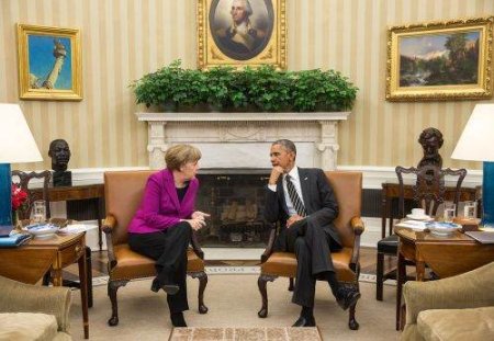 Angela Merkel si Barack Obama s-au reintalnit la Washington cu prilejul lansarii memoriilor fostului cancelar