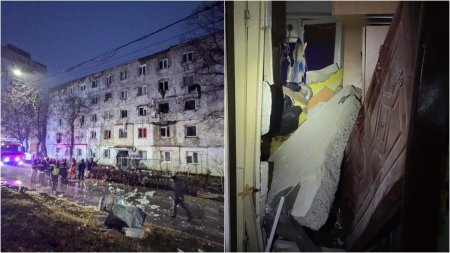 Explozie puternica intr-un bloc din Bacau. Zeci de persoane au fost evacuate. Un barbat a ajuns la spital cu arsuri grave