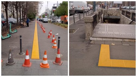 Ce sunt marcajele montate de Primaria Bucuresti in zona Piata Victoriei si la intrarile de la metrou