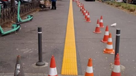 Marcaje tactile pentru nevazatori in zona Piata Victoriei din Capitala