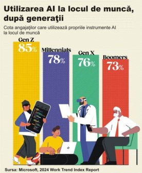 Generatia Z utilizeaza cel mai mult AI la locul de munca