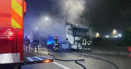 Un sofer roman a ars de viu in cabina TIR-ului, intr-o parcare din Milano. Incendiul ar fi izbucnit in timp ce dormea