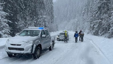 Mai multi turisti au ramas inzapeziti pe drumul spre partia Transalpina. Jandarmii i-au scos din <span style='background:#EDF514'>NAME</span>ti 