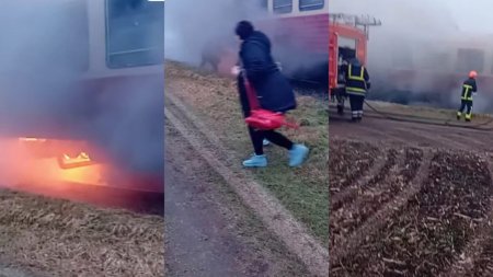 Un tren de calatori a luat foc in mers pe ruta Arad-Nadlac, din cauza unui scurtcircuit VIDEO