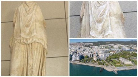 O statuie de marmura, veche de peste 2.000 de ani, a fost gasita intr-un sac de gunoi langa Salonic, Grecia