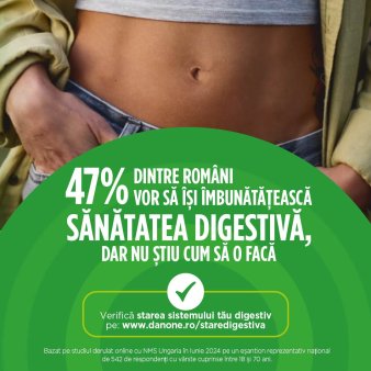 Studiu Danone: 47% dintre noi ne dorim o sanatate digestiva mai buna, dar nu stim cum