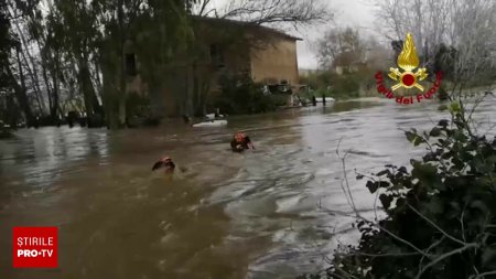 <span style='background:#EDF514'>INUNDATII</span>le au facut prapad in mai multe orase din Italia. Sute de hectare de teren agricol au fost acoperite de suvoaie