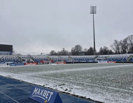 Gazonul din Superliga era acoperit de zapada cu 6 ore inainte de meci: cum arata acum