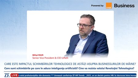 ZF Live. Mihai Faur, CIO UiPath:  Am trait revolutia industriala, revolutia serviciilor, acum traim revolutia AI. Multe joburi vor disparea, dar oamenii vor deveni propriii lor <span style='background:#EDF514'>DEVELOP</span>eri, folosind AI pentru a-si rezolva problemele