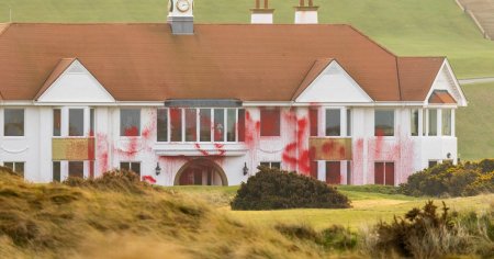 Un barbat a fost arestat dupa <span style='background:#EDF514'>VANDALIZARE</span>a complexului de golf al lui Donald Trump din Scotia