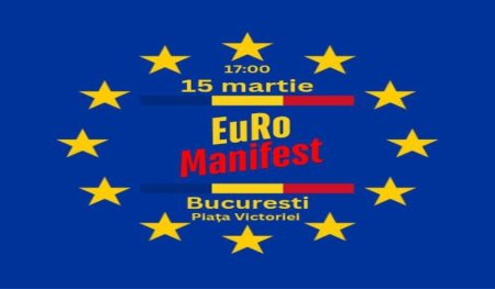 Miting pro european in Bucuresti, in Piata Victoriei: 