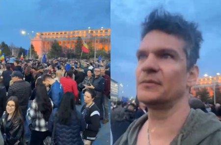 Tudor Chirila a fost la <span style='background:#EDF514'>MITING</span>ul EuRo din Piata Victoriei. Ce a transmis artistul, care s-a plimbat printre manifestanti: Astia, saracii, au venit pe banii lor