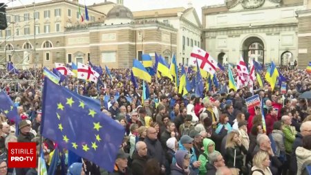 <span style='background:#EDF514'>MITING</span> pro-european la Roma. Zeci de mii de italieni au iesit in strada