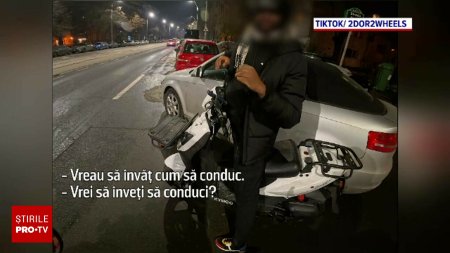 Unii livratori asiatici nu au permis de conducere. Unul a oprit un motociclist in trafic ca sa il invete sa conduca