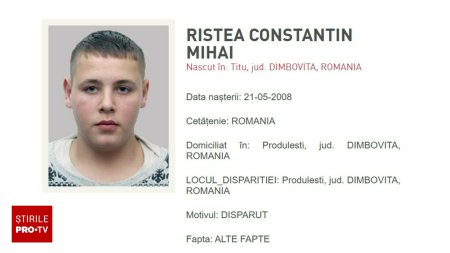 Un adolescent din Dambovita, plecat de acasa de 4 luni, este <span style='background:#EDF514'>CAUTA</span>t de Politie. Apel catre cei care detin informatii